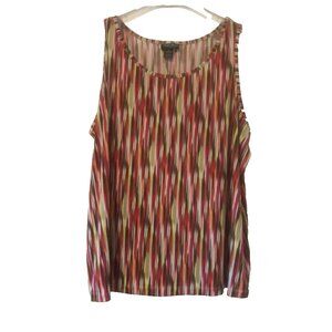 Maggie Barnes Essentials Multicolor Abstract Stripe Print Stretch Tank Womens 2X
